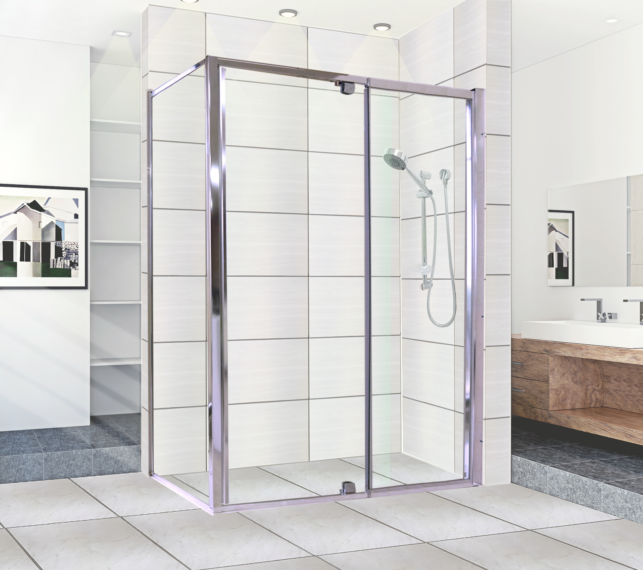 Letuh Pty Ltd Melbourne Bathroom Toilet Vanity Shower Basin Sink Clearance 1150x850x8mm Semi Frame Shower Screen